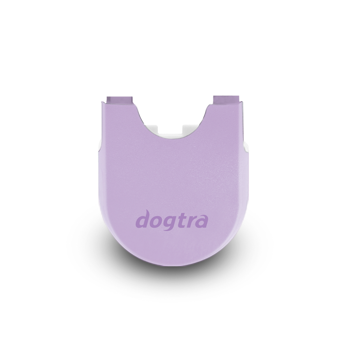 Lavender protective case with curved design and "dogtra" branding, featuring top attachment tabs.